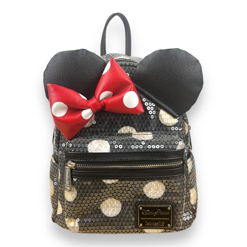 Disney‎ Parks Loungefly Minnie Mouse Sequined Polka Dot Mini Backpack